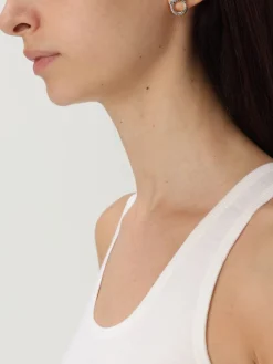 Orecchini Gancini Ferragamo in ottone con strass incastonati