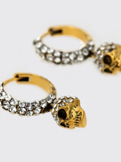 Orecchini Skull McQueen in ottone con strass incastonati