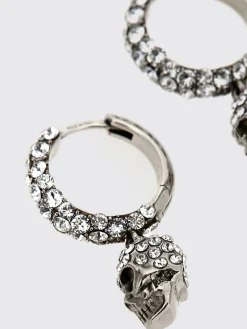Orecchini Skull McQueen in ottone con strass incastonati