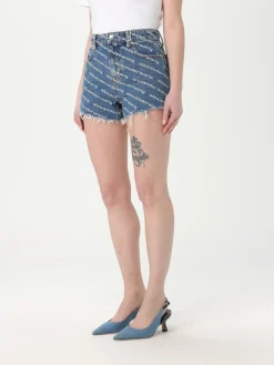 Pantaloncino Alexander Wang in denim con stampa logo