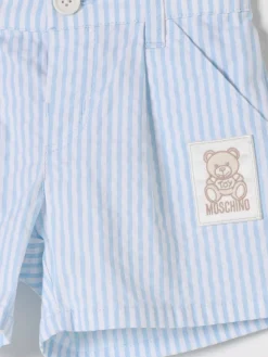 Pantaloncino in cotone a righe con Teddy Moschino