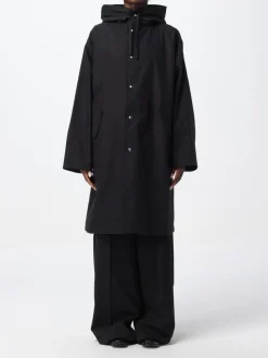 Parka lungo con cappuccio e logo Jil Sander