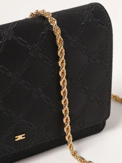Pochette Elisabetta Franchi in raso con logo ricamato