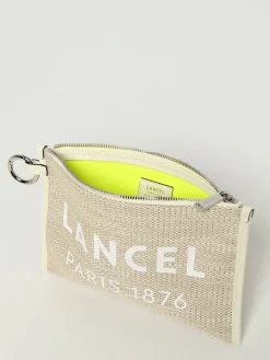 Pochette in iuta con logo Lancel
