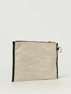 Pochette in iuta con logo Lancel