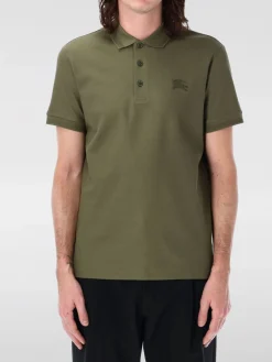 Polo Burberry in cotone con logo tono su tono