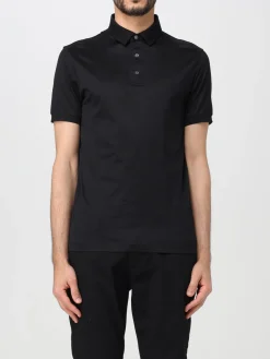 Polo Emporio Armani in lyocell con logo ricamato