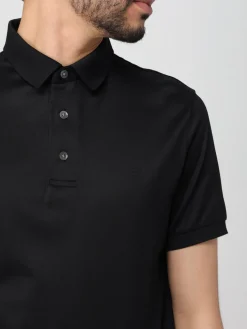 Polo Emporio Armani in lyocell con logo ricamato