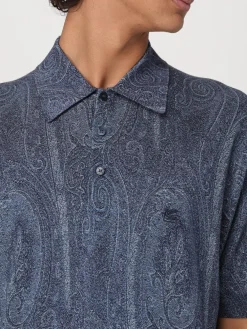 Polo Etro in seta e cashmere con stampa Paisley