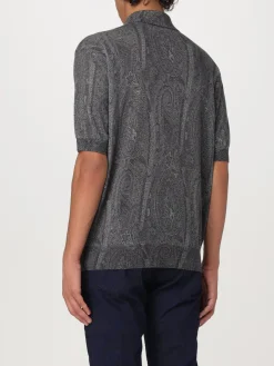 Polo Etro in seta e cashmere con stampa Paisley