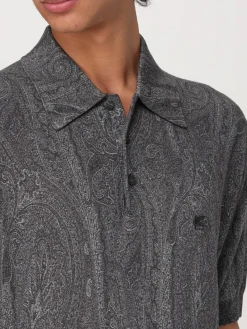 Polo Etro in seta e cashmere con stampa Paisley