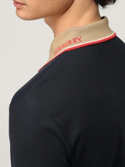 Polo in cotone con collo a contrasto Burberry