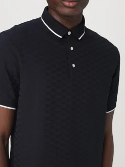 Polo in cotone con logo floccato all-over Emporio Armani