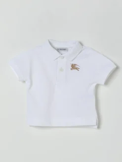 Polo in cotone con logo ricamato Burberry