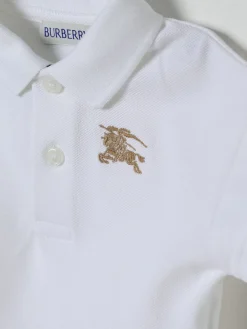 Polo in cotone con logo ricamato Burberry