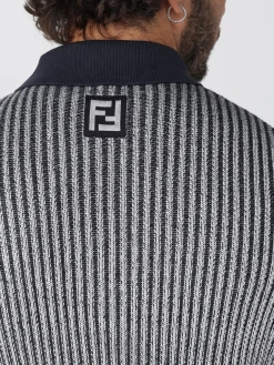 Polo in maglia di viscosa a coste Fendi