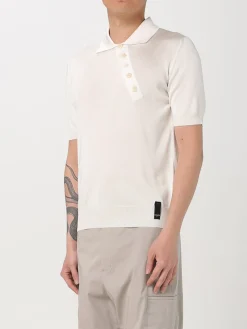 Polo in viscosa con bottoni diagonali Fendi