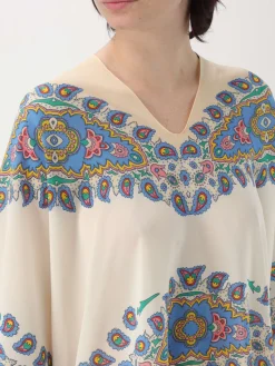 Poncho in seta con stampa paisley Etro