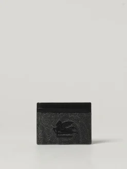 Portacarte di credito Paisley Etro in cotone spalmato e pelle