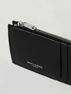 Portacarte di credito Saint Laurent in pelle con zip