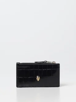 Portacarte di credito Skull McQueen in pelle stampa cocco