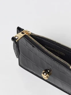 Portacarte di credito Skull McQueen in pelle stampa cocco