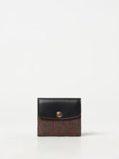 Portafoglio Etro in cotone spalmato e pelle con logo