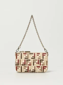 Pouch Baguette Fendi in cotone spalmato con monogram FF all over