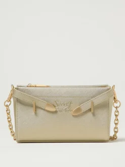 Pouch Quira Grain Secret Pon-Pon in pelle sintetica saffiano