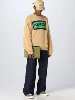 Pullover Kenzo con logo intarsiato a contrasto