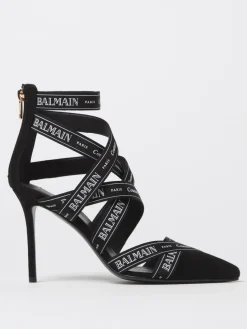 Pump Couture Ribbon Balmain cut-out in nylon e camoscio