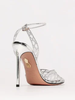 Sandalo Aquazzura in pvc traforato con strass all over