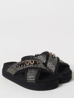 Sandalo Bounce Mou in rafia e cotone intrecciato con profili sfrangiati