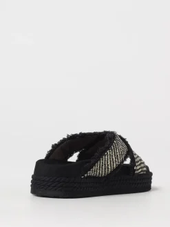 Sandalo Bounce Mou in rafia e cotone intrecciato con profili sfrangiati