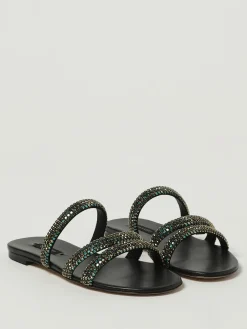 Sandalo Casadei in pelle con strass applicati