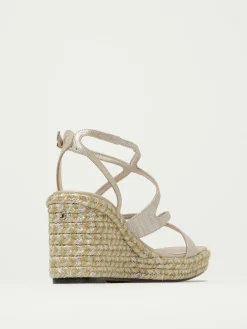 Sandalo con zeppa Ayla Jimmy Choo in pelle lamè