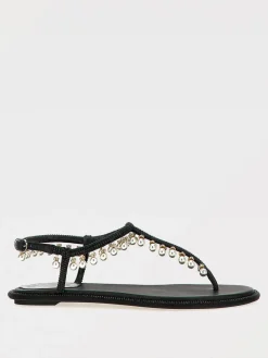 Sandalo Diana Rene Caovilla in raso con strass applicati e perle pendenti