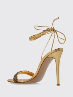 Sandalo Gianvito Rossi in nappa laminata con cristalli