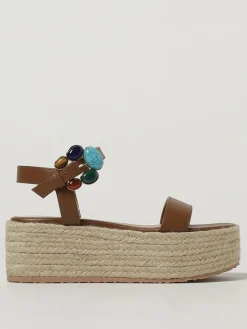 Sandalo Gianvito Rossi in pelle con fibbia di pietre cabochon