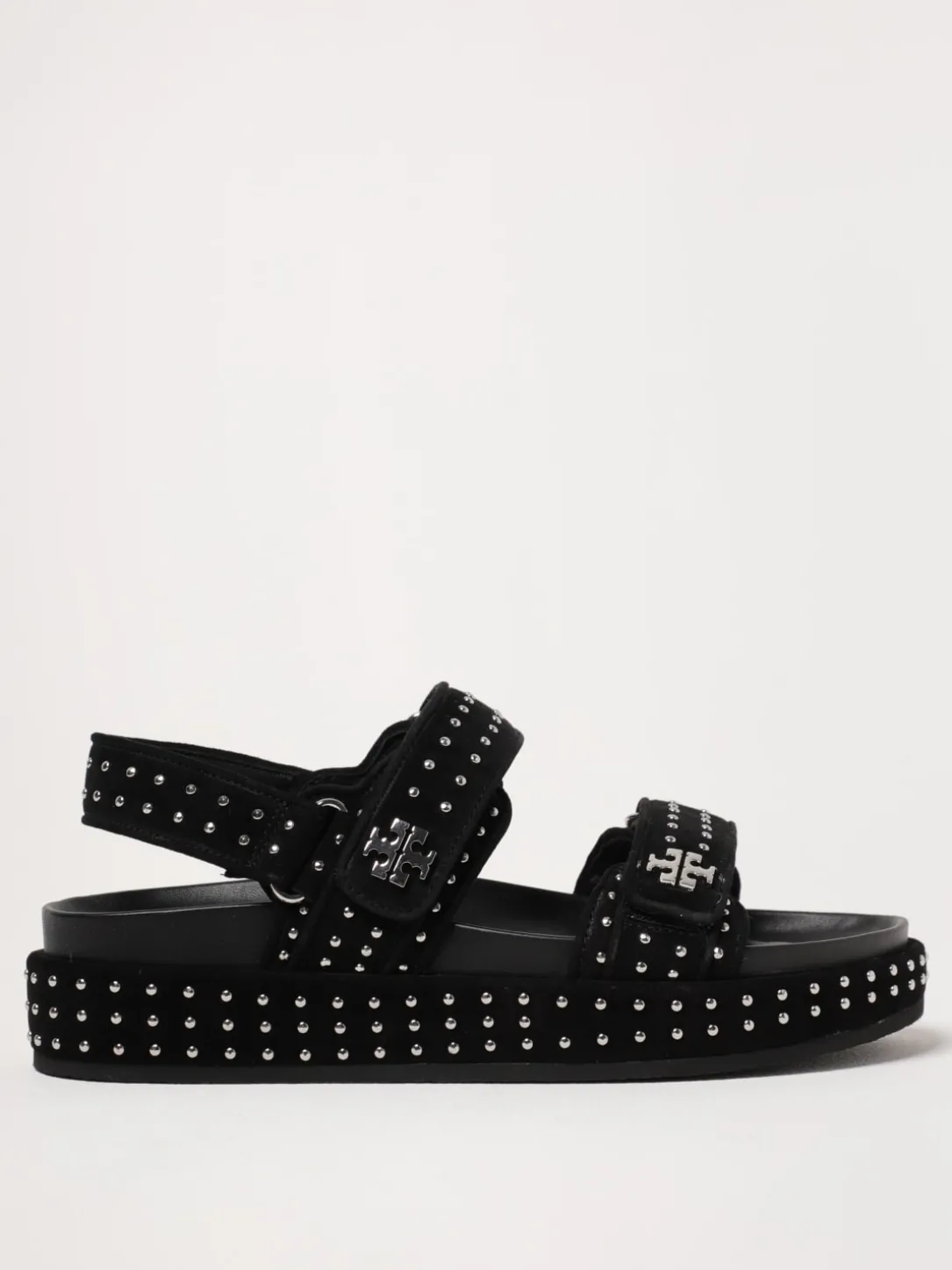 Sandalo Kira Sport Tory Burch in camoscio con borchie all over