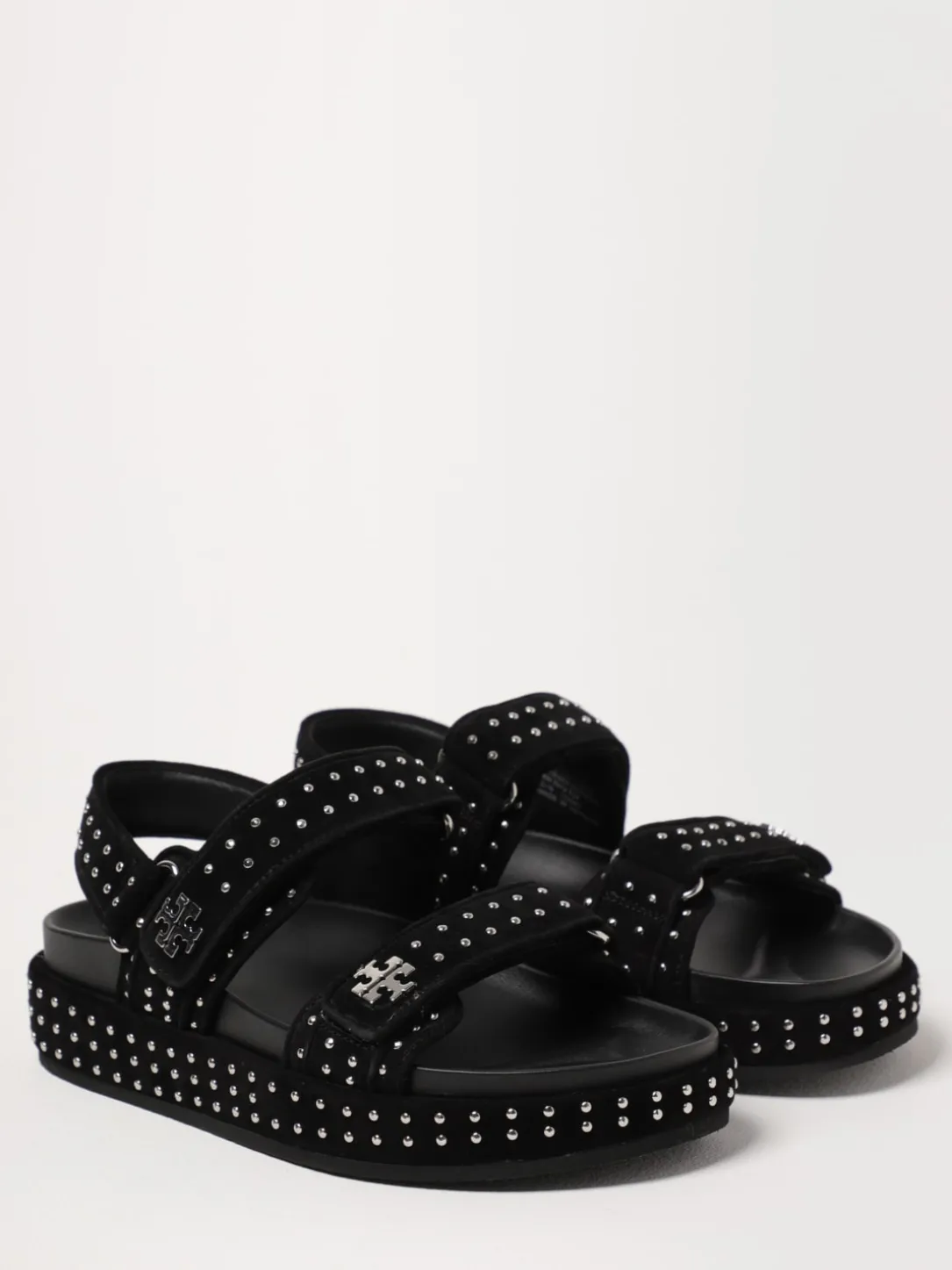 Sandalo Kira Sport Tory Burch in camoscio con borchie all over