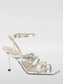 Sandalo Lisa Pinko in pelle laminata con strass