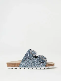 Sandalo Monnalisa in mesh glitter con fibbie gioiello