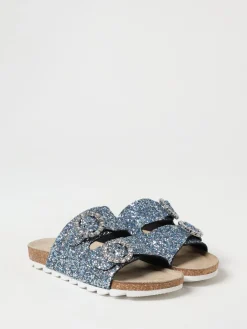 Sandalo Monnalisa in mesh glitter con fibbie gioiello