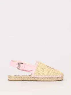 Sandalo Stella McCartney Kids in rafia crochet e pelle sintetica con ricami
