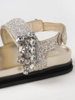 Sandalo Verity Jimmy Choo in pelle glitter con cristalli