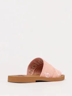 Sandalo Woody Chloè in canvas con logo ricamato