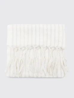 Sciarpa Brunello Cucinelli in lana e lino a righe jacquard