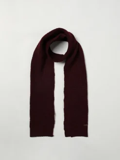 Sciarpa di lana a coste con logo Paolo Pecora