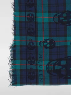 Sciarpa Skull McQueen in lana stampa tartan